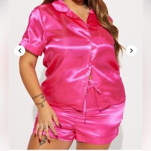 Satin Pink Pajama Set (Never Worn)